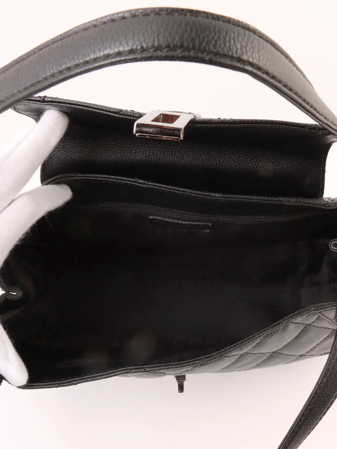Chanel Around 2005 Made Caviar Skin 2.55 Shoulder Bag Black