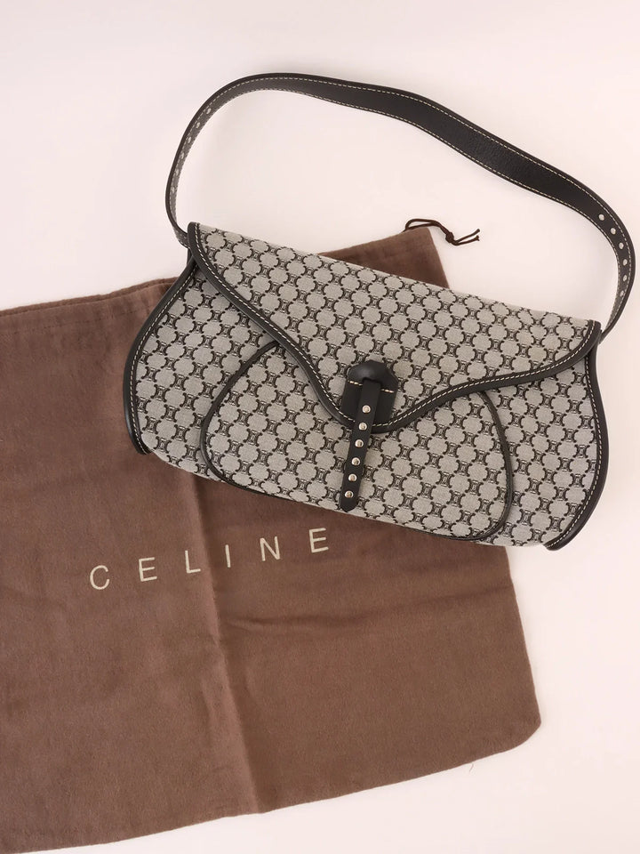 Celine Macadam Pattern Top Handle Bag Grey/Black