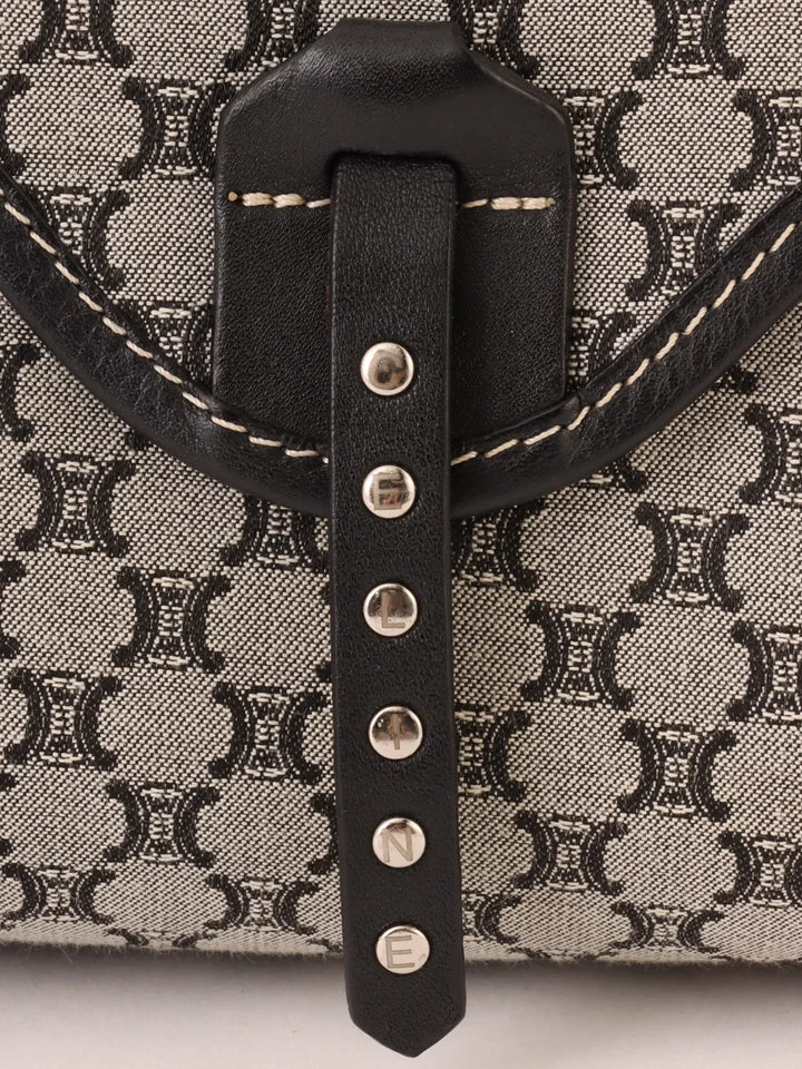 Celine Macadam Pattern Top Handle Bag Grey/Black