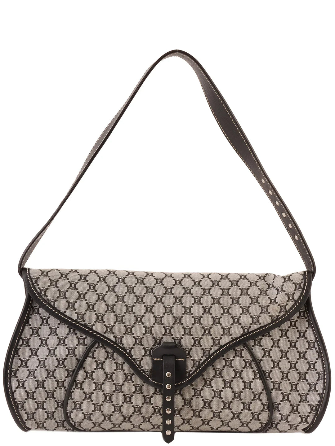 Celine Macadam Pattern Top Handle Bag Grey/Black