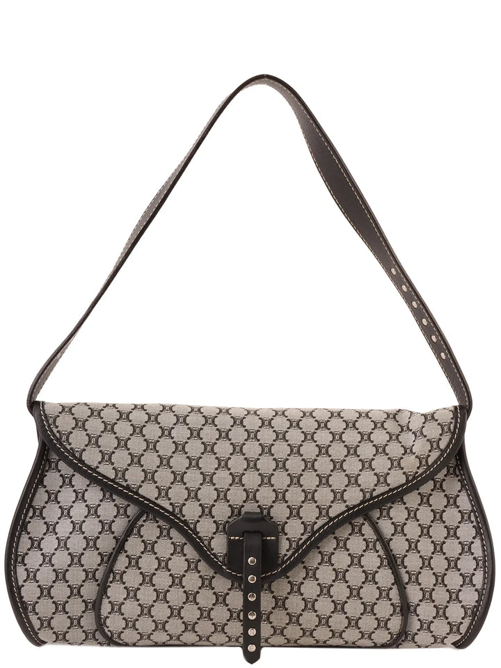 Celine Macadam Pattern Top Handle Bag Grey/Black