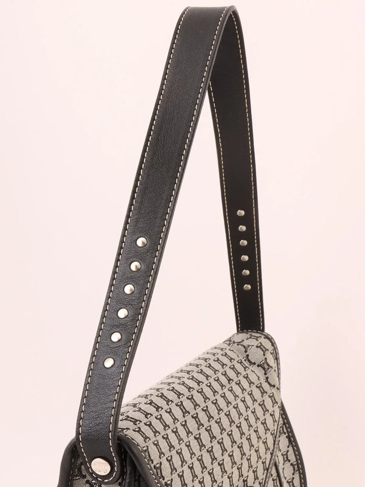 Celine Macadam Pattern Top Handle Bag Grey/Black