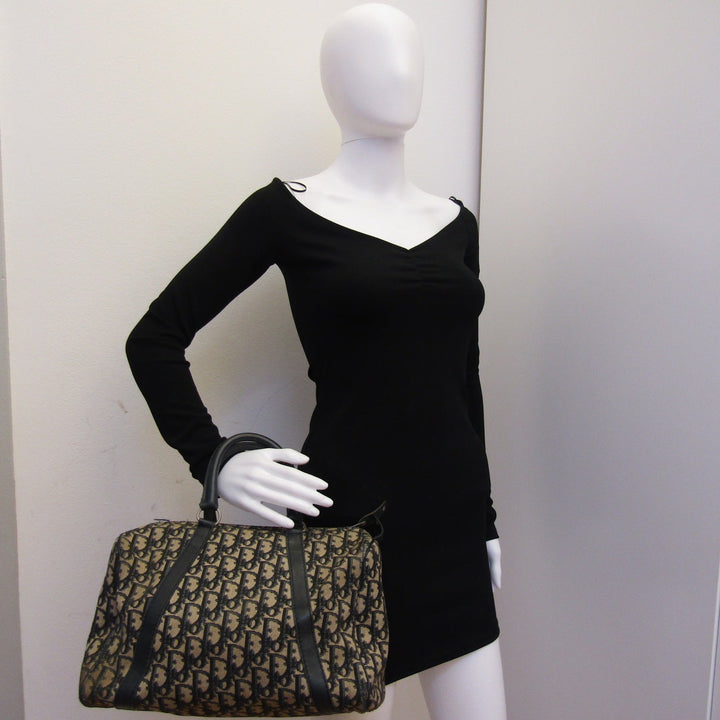CHRISTIAN Top quality Dior Bowling Handbag in Blue Fabric