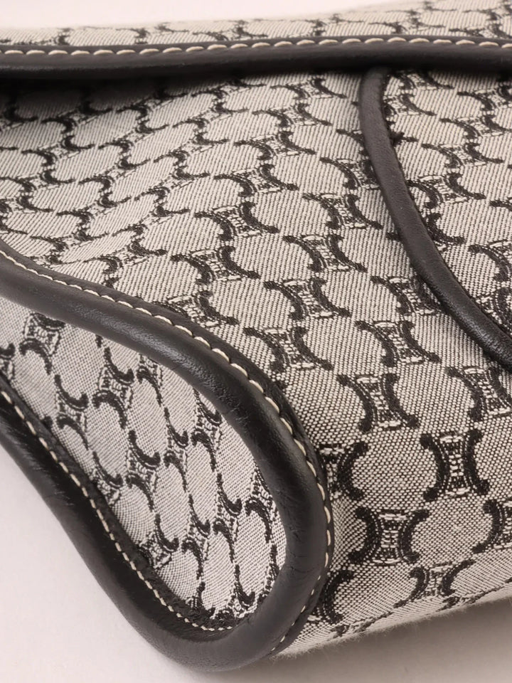 Celine Macadam Pattern Top Handle Bag Grey/Black