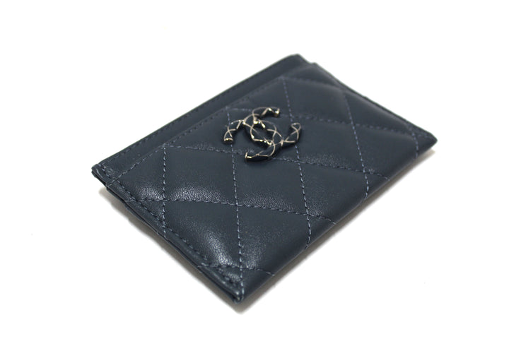 Top Quality Chanel Blue Quilted Lambskin Leather Card Holder