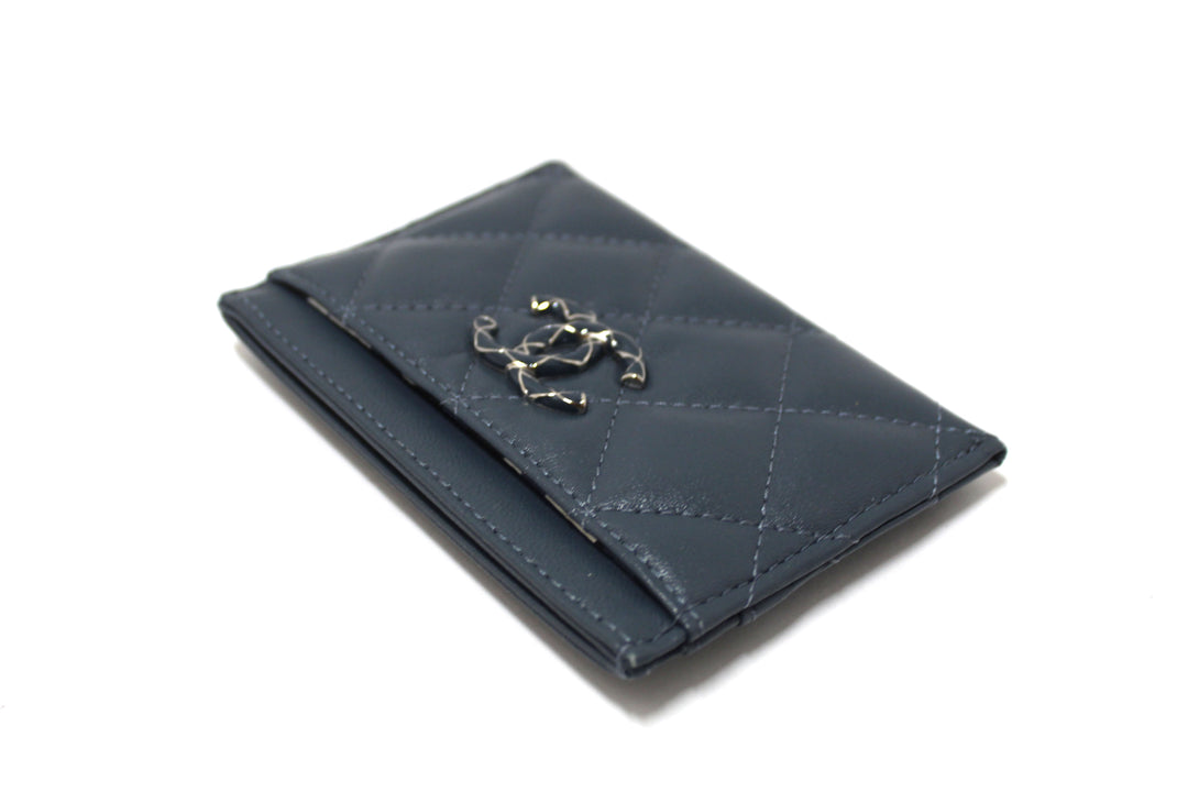 Top Quality Chanel Blue Quilted Lambskin Leather Card Holder