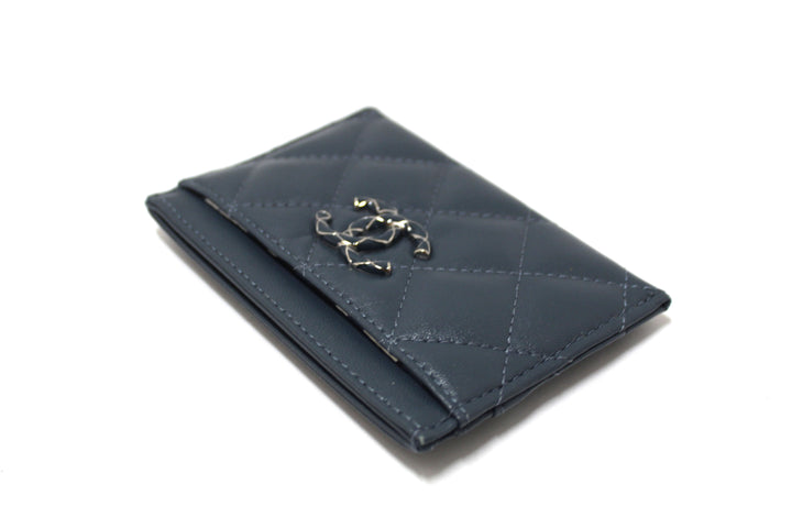 Top Quality Chanel Blue Quilted Lambskin Leather Card Holder