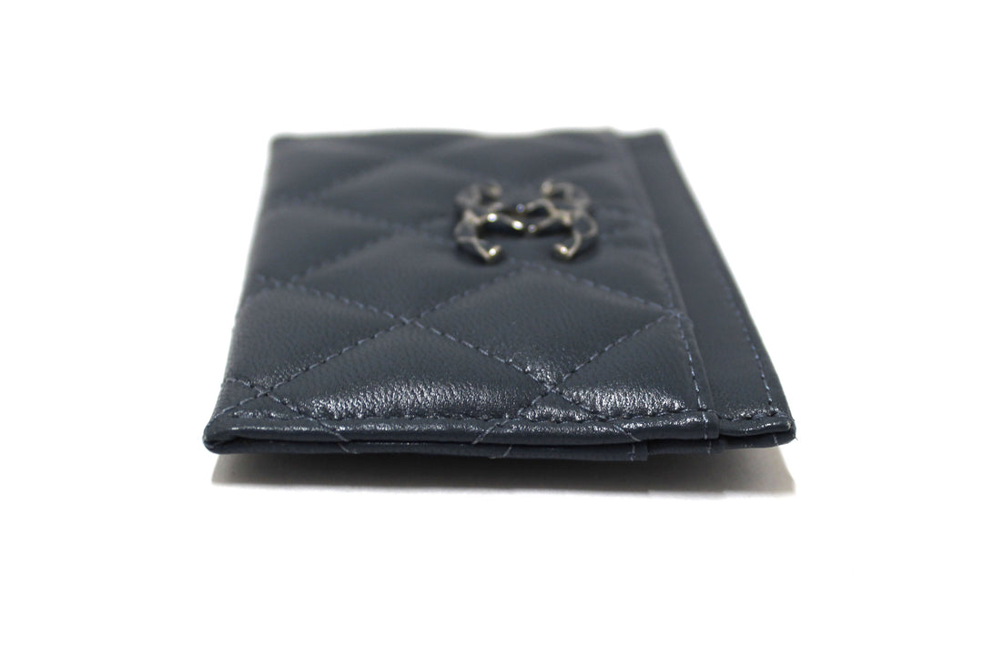 Top Quality Chanel Blue Quilted Lambskin Leather Card Holder