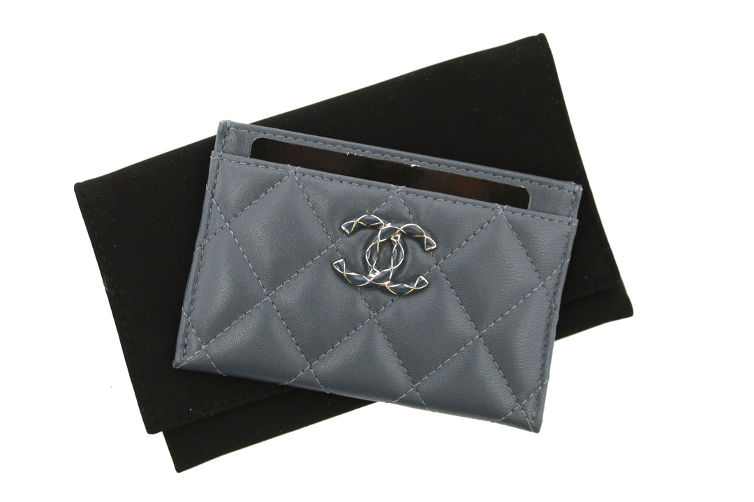 Top Quality Chanel Blue Quilted Lambskin Leather Card Holder