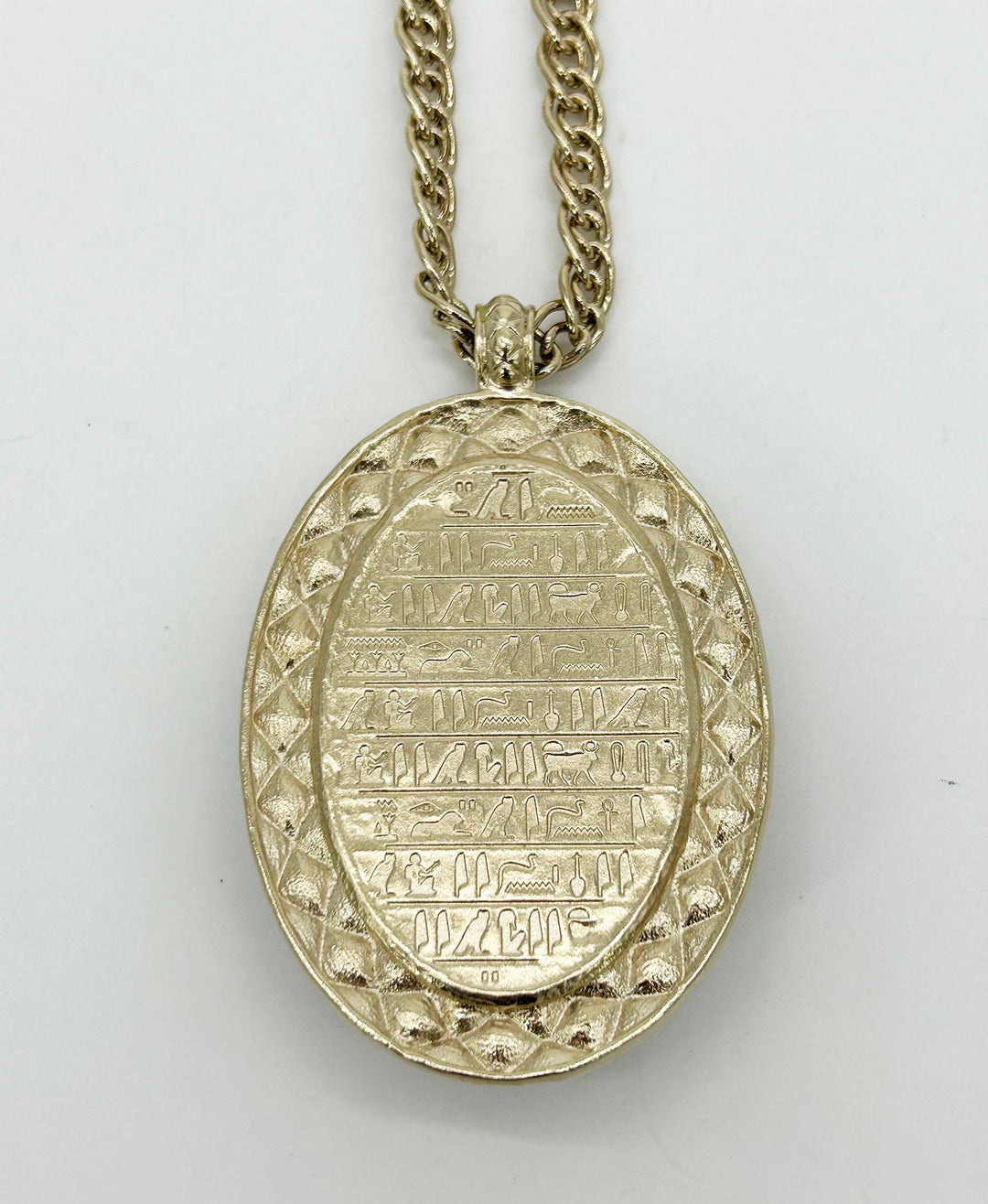 Chanel Black Rhinestone Egyptian Scarab Necklace