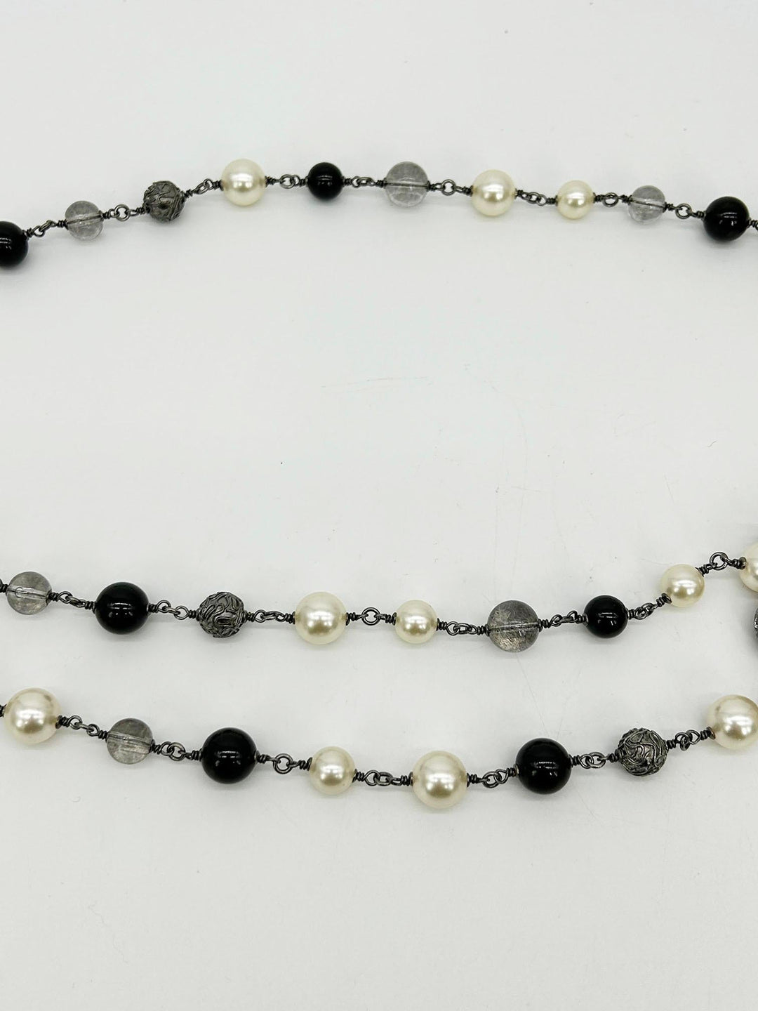 Chanel Beaded Marble Flower Belt Necklace