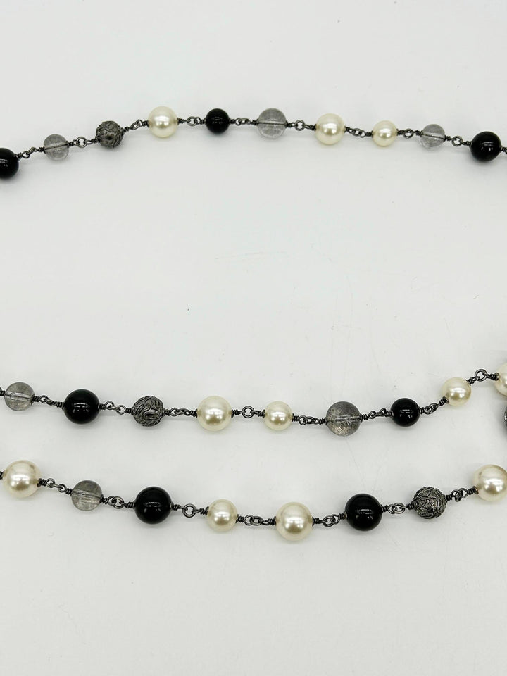 Chanel Beaded Marble Flower Belt Necklace