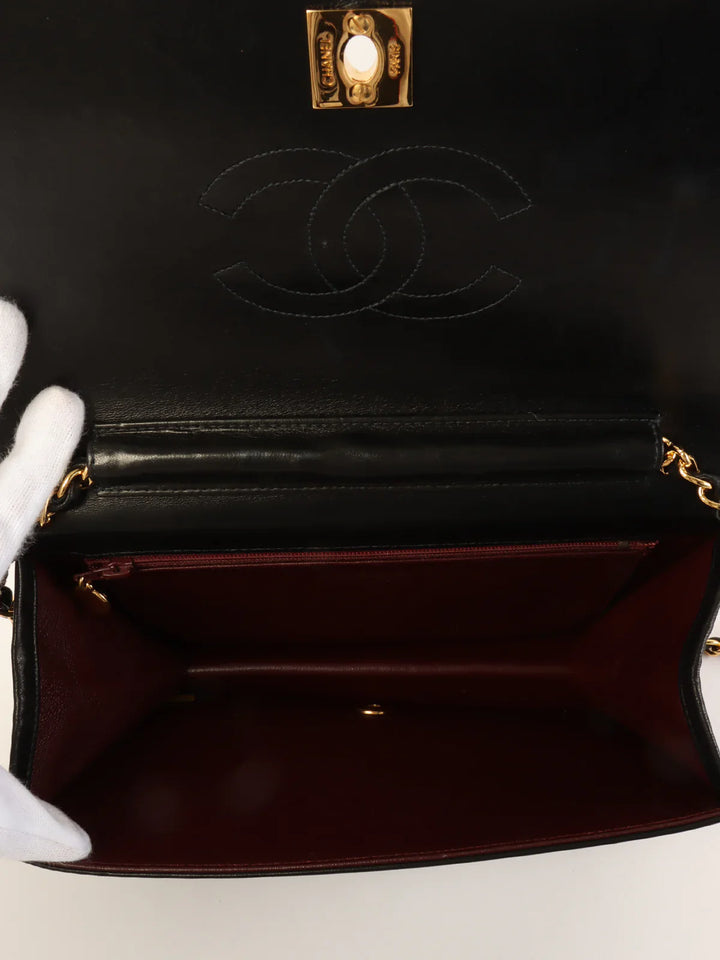 Chanel Around 2004 Made Full New Turn-Lock Chain Bag Black