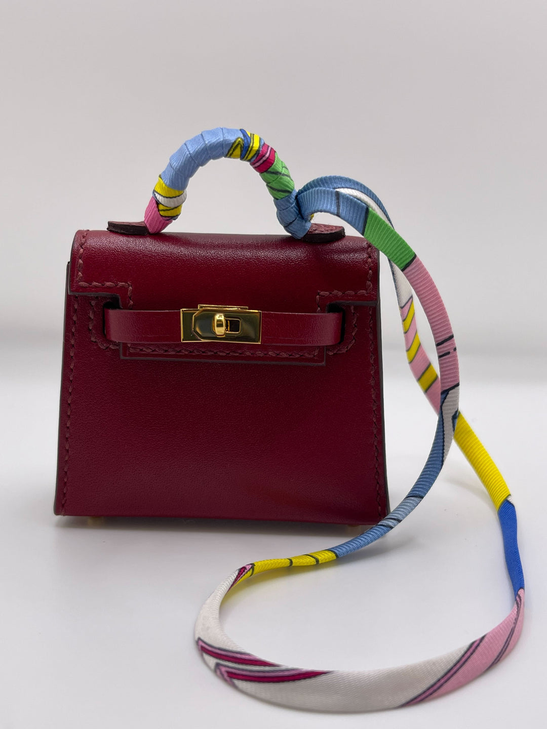 Top quality Hermes Mini Kelly Twilly Tadelakt Rubis Calf Bag Gold Hardware