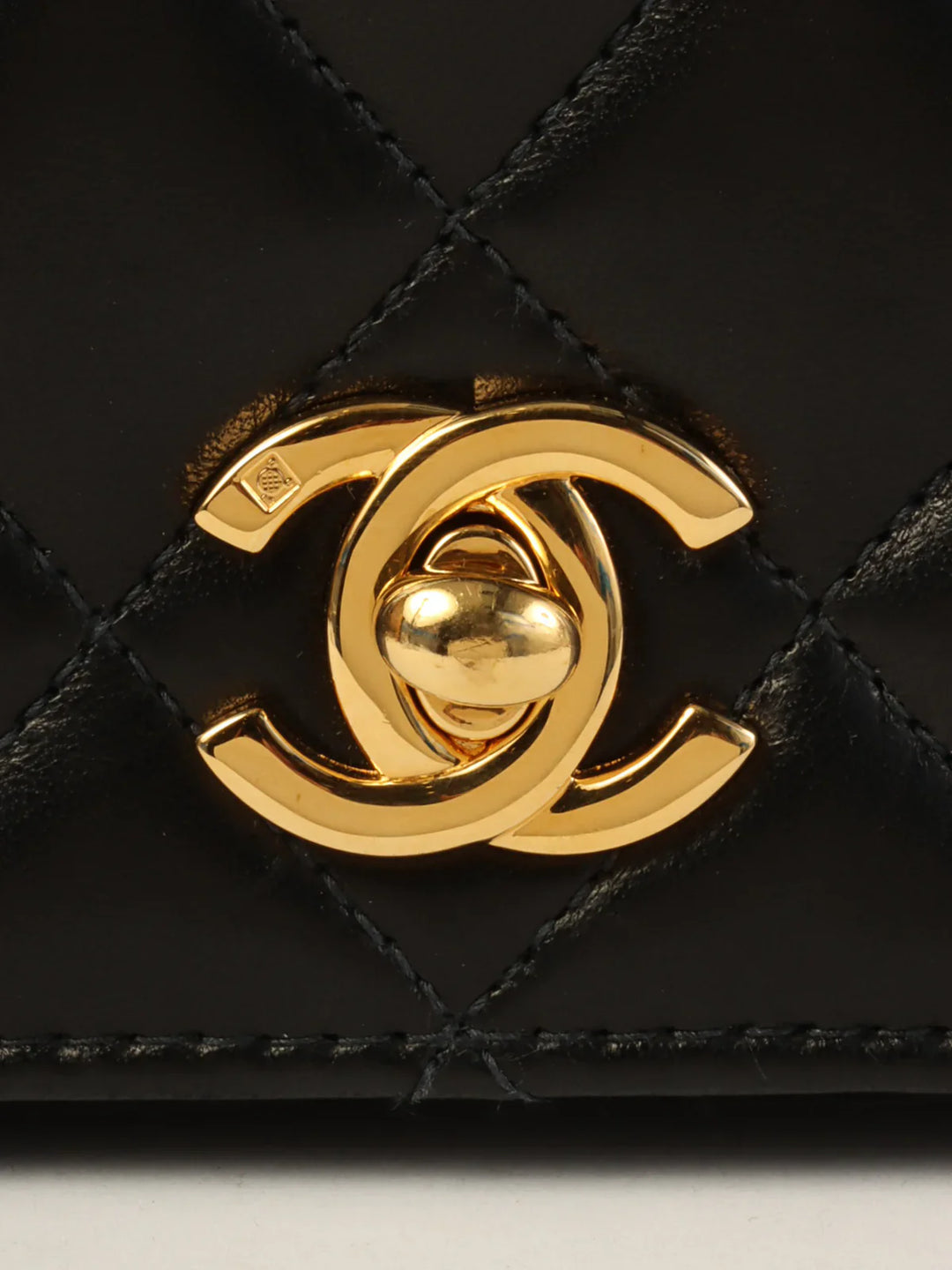 Chanel Around 2004 Made Full New Turn-Lock Chain Bag Black