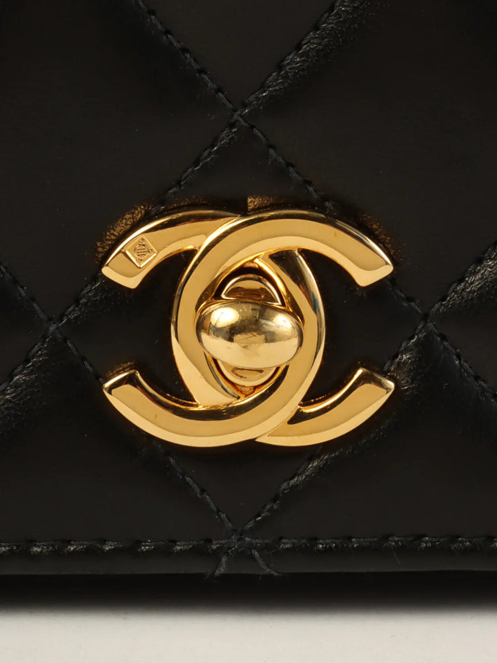 Chanel Around 2004 Made Full New Turn-Lock Chain Bag Black