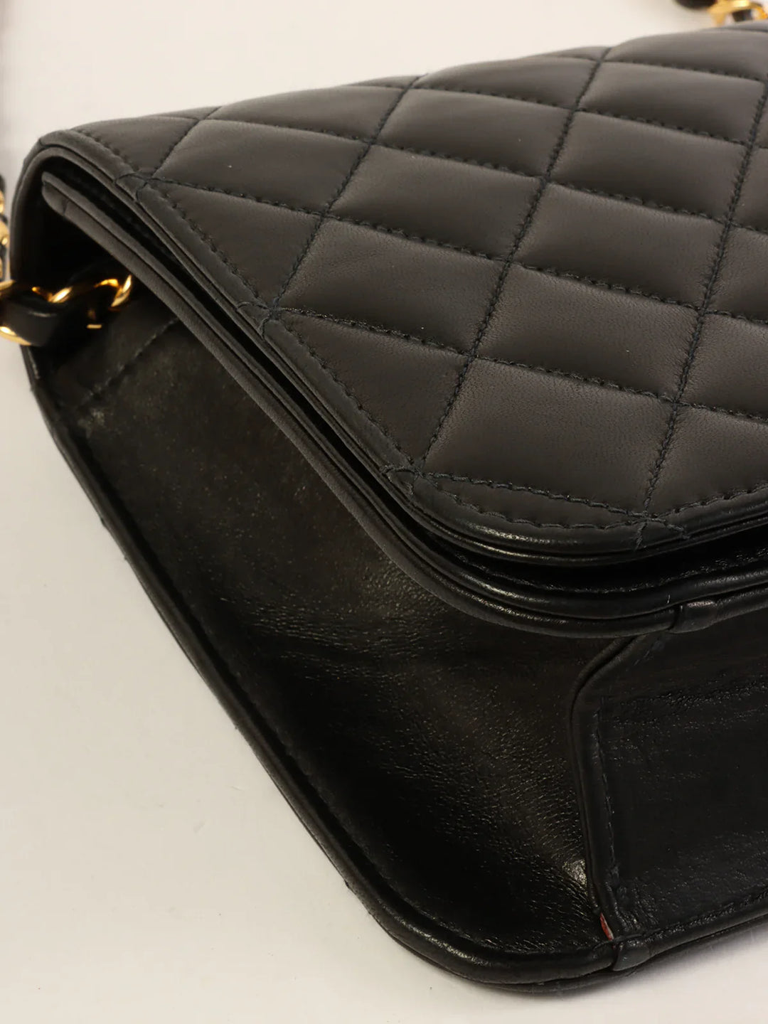 Chanel Around 2004 Made Full New Turn-Lock Chain Bag Black