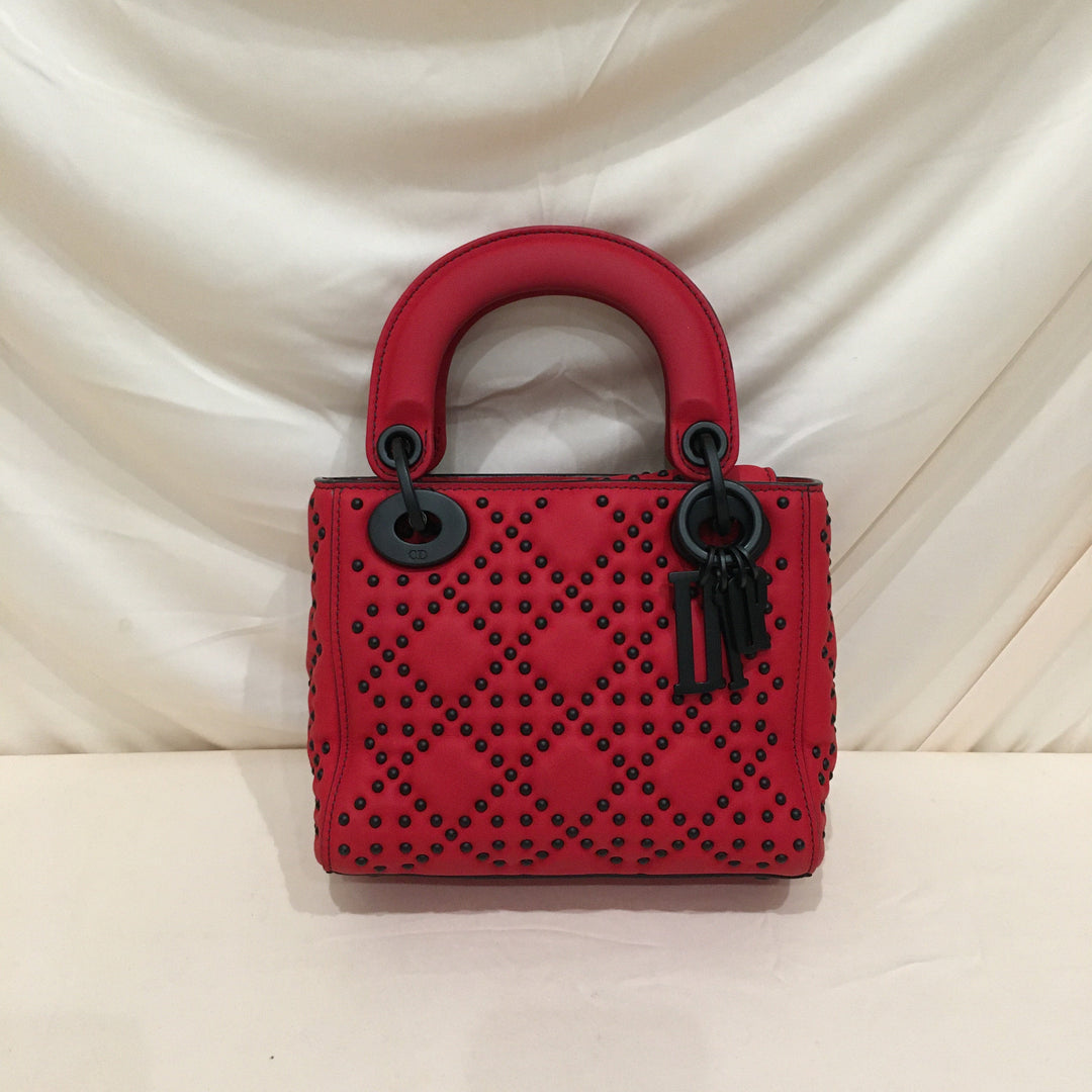 CHRISTIAN Top quality Dior Top quality Dior Red Leather Stud Mini Black Hardware Lady Top quality Dior Shoulder Bag Sku# 75889