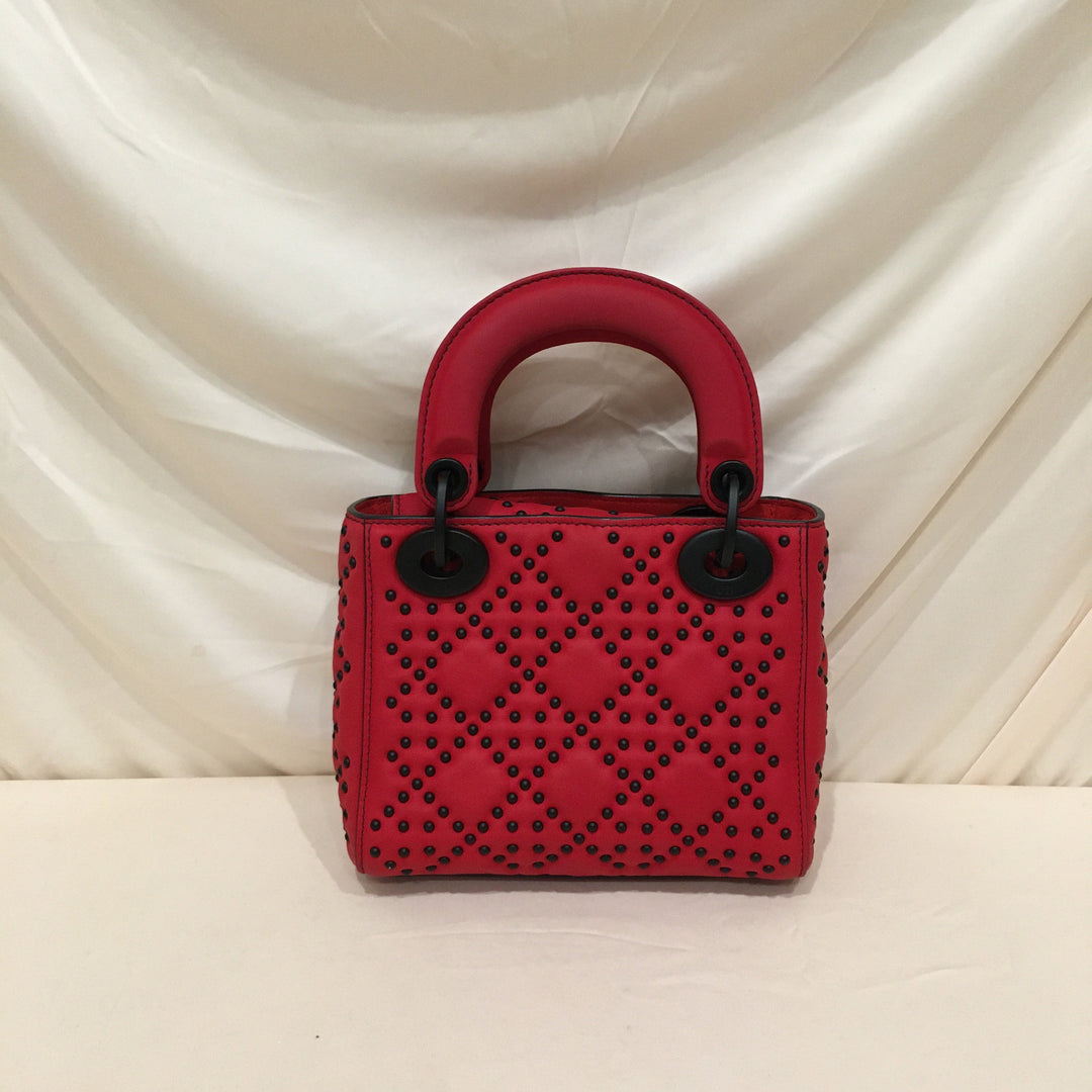 CHRISTIAN Top quality Dior Top quality Dior Red Leather Stud Mini Black Hardware Lady Top quality Dior Shoulder Bag Sku# 75889