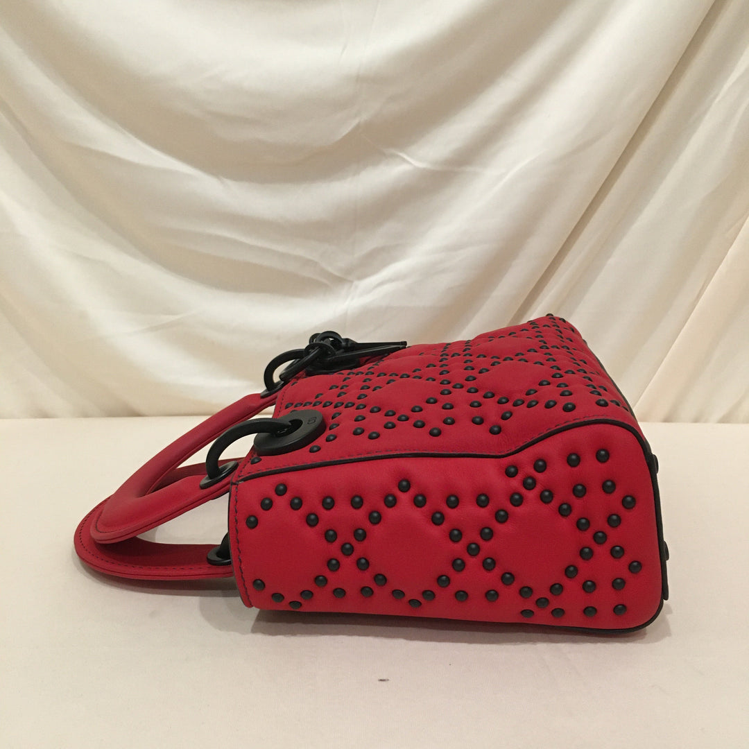 CHRISTIAN Top quality Dior Top quality Dior Red Leather Stud Mini Black Hardware Lady Top quality Dior Shoulder Bag Sku# 75889