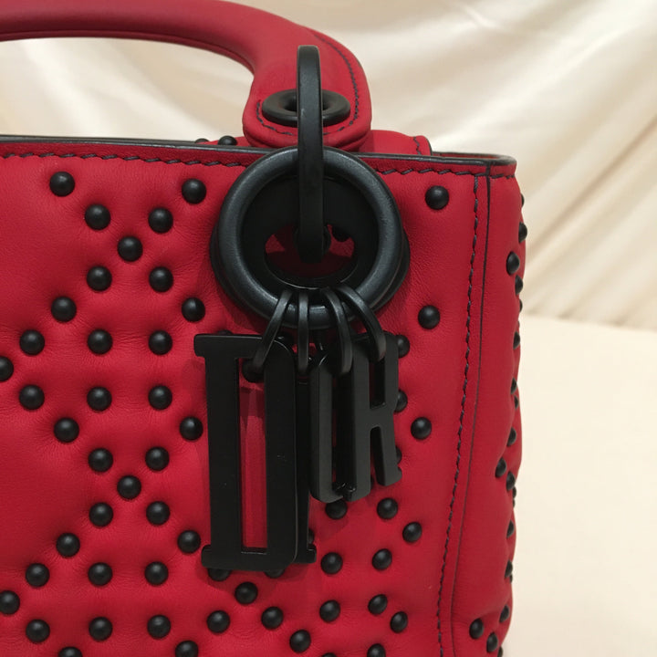 CHRISTIAN Top quality Dior Top quality Dior Red Leather Stud Mini Black Hardware Lady Top quality Dior Shoulder Bag Sku# 75889