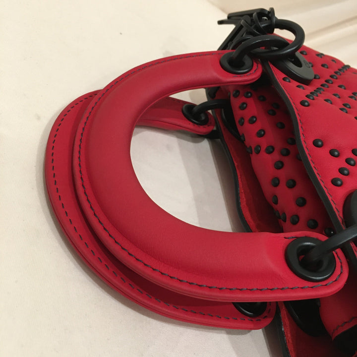 CHRISTIAN Top quality Dior Top quality Dior Red Leather Stud Mini Black Hardware Lady Top quality Dior Shoulder Bag Sku# 75889