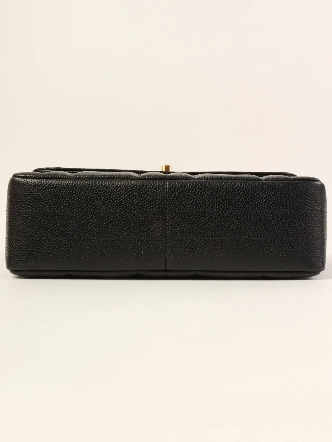 Chanel Around 1995 Made Caviar Skin Mademoiselle Stitch Turn-Lock Chain Bag Black
