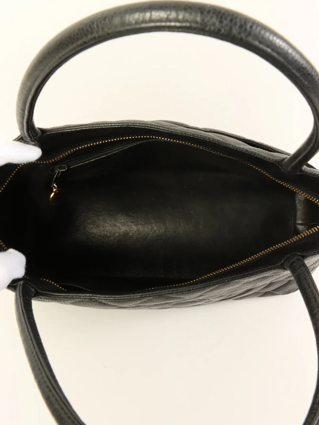 Chanel Around 2001 Made Caviar Skin Cc Mark Stitch Revival Tote Bag Black