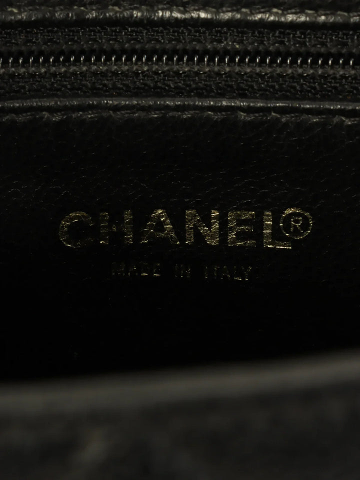 Chanel Around 2001 Made Caviar Skin Cc Mark Stitch Revival Tote Bag Black
