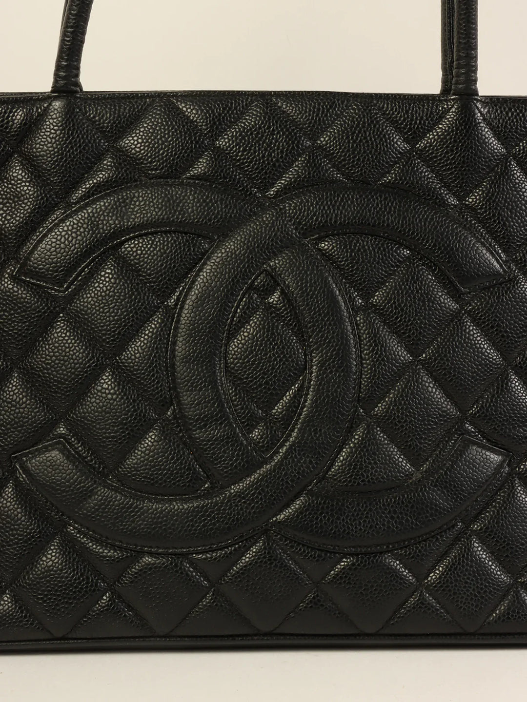 Chanel Around 2001 Made Caviar Skin Cc Mark Stitch Revival Tote Bag Black