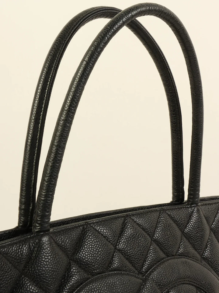 Chanel Around 2001 Made Caviar Skin Cc Mark Stitch Revival Tote Bag Black