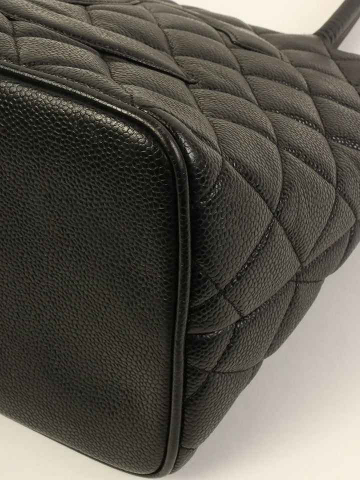 Chanel Around 2001 Made Caviar Skin Cc Mark Stitch Revival Tote Bag Black
