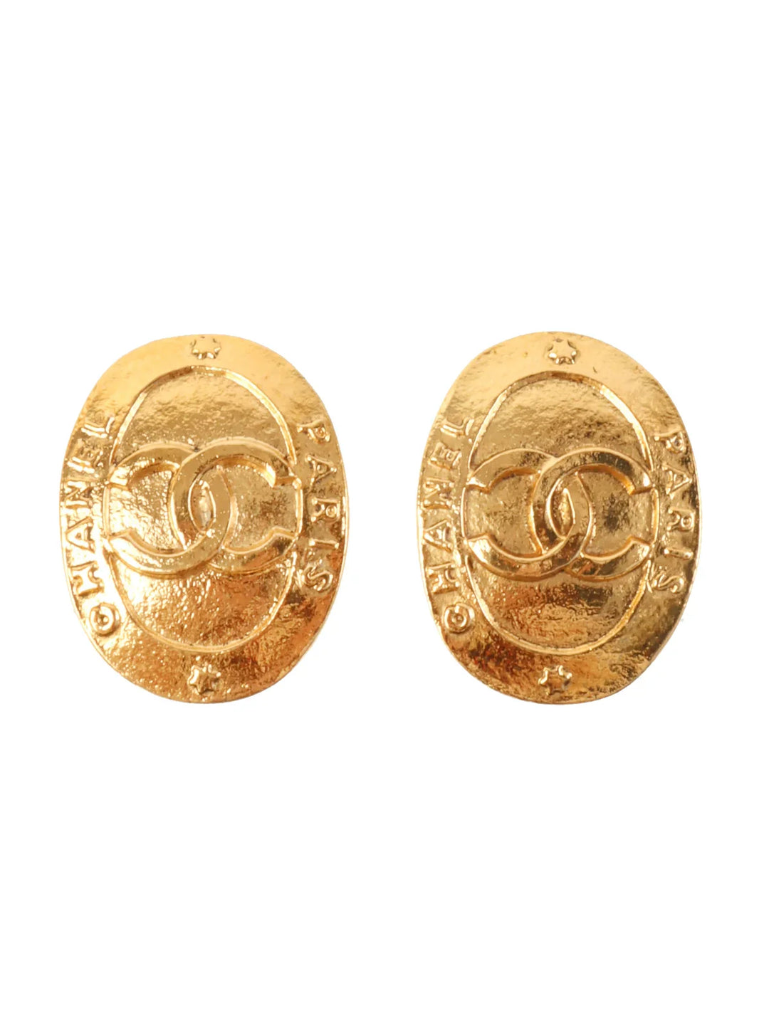 Chanel 1993 Made Oval Cc Mark Earrings