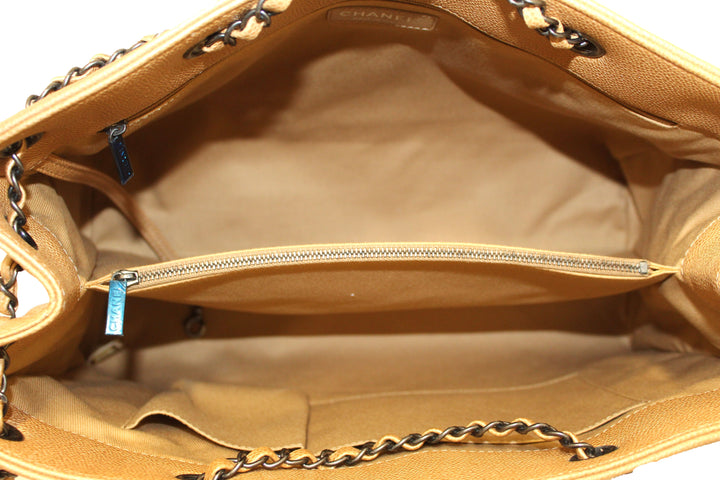 Top Quality Chanel Brown Caviar Leather Large Shopping Tote Bag