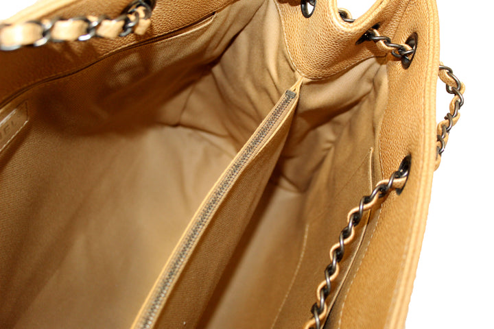 Top Quality Chanel Brown Caviar Leather Large Shopping Tote Bag