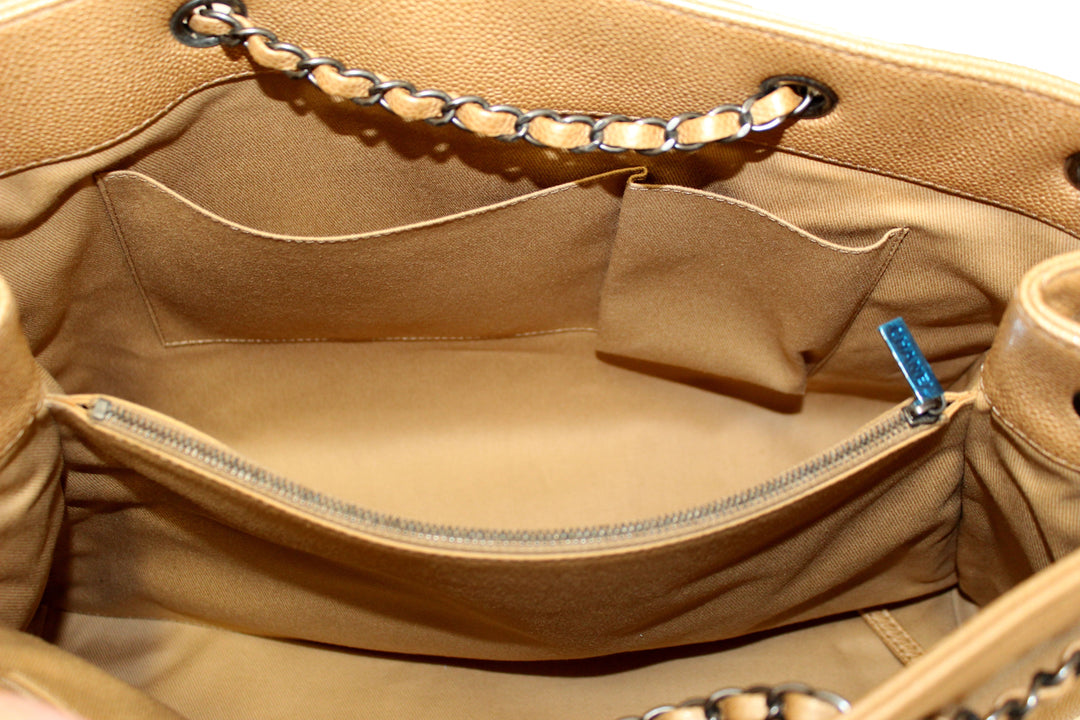 Top Quality Chanel Brown Caviar Leather Large Shopping Tote Bag