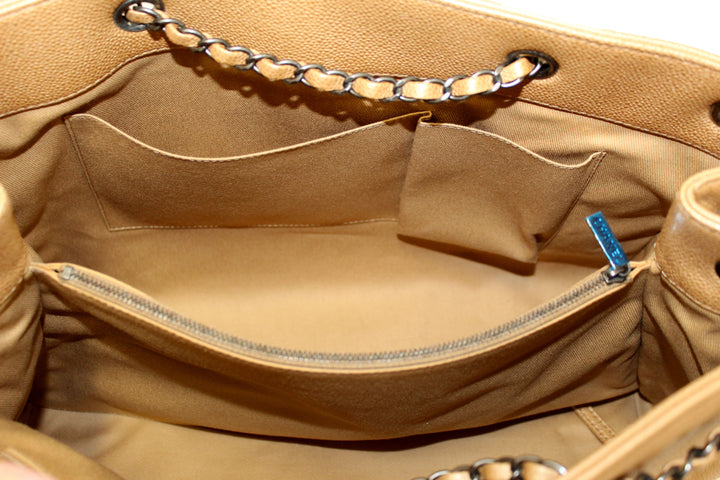 Top Quality Chanel Brown Caviar Leather Large Shopping Tote Bag