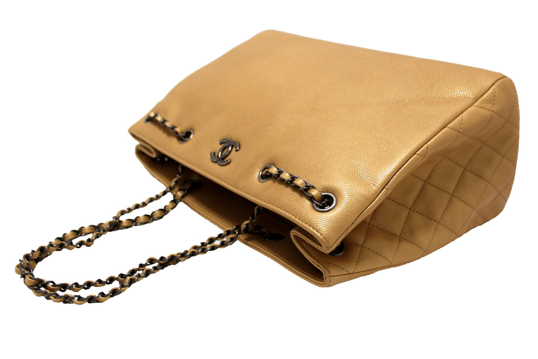 Top Quality Chanel Brown Caviar Leather Large Shopping Tote Bag