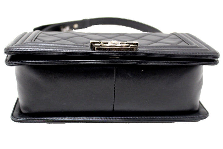 Top Quality Chanel Black Quilted Calfskin Old Medium Boy Shoulder Bag
