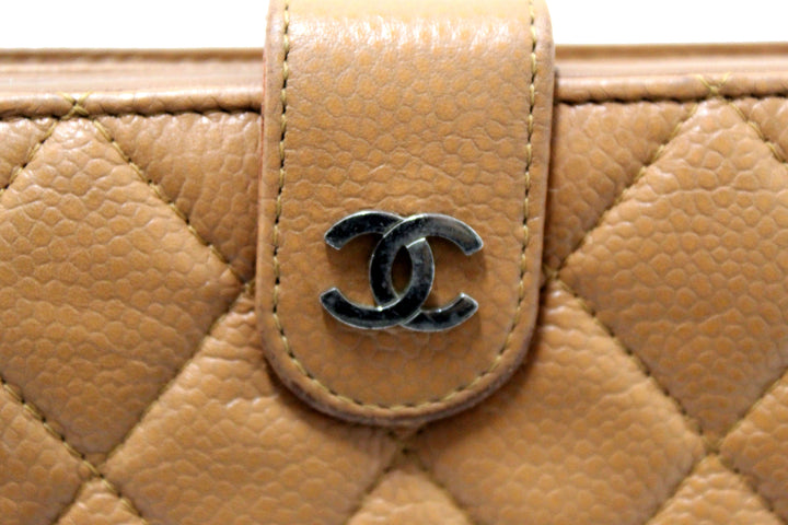 Top Quality Chanel Vintage Brown Quilted Caviar Leather Bifold Wallet
