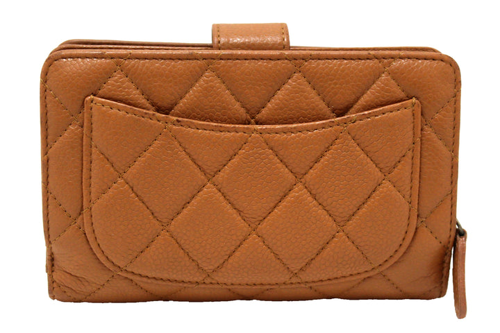Top Quality Chanel Vintage Brown Quilted Caviar Leather Bifold Wallet