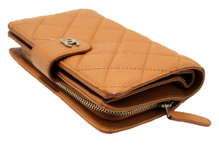 Top Quality Chanel Vintage Brown Quilted Caviar Leather Bifold Wallet