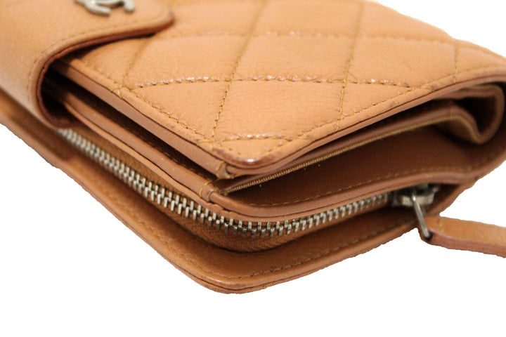 Top Quality Chanel Vintage Brown Quilted Caviar Leather Bifold Wallet