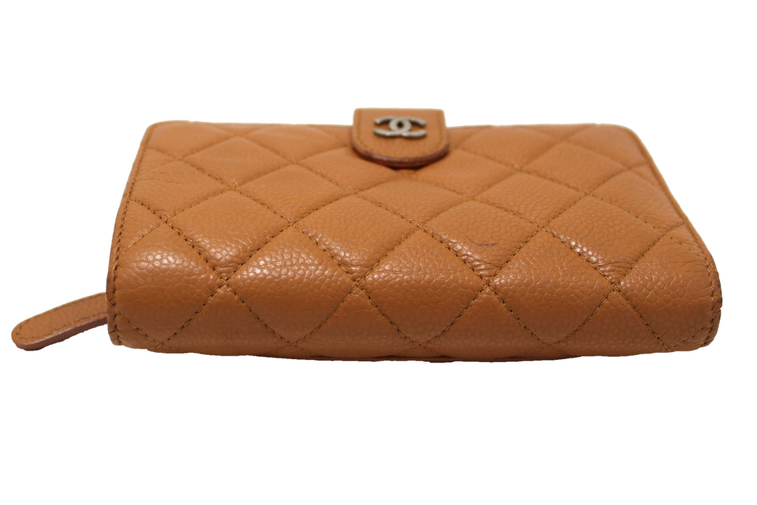 Top Quality Chanel Vintage Brown Quilted Caviar Leather Bifold Wallet