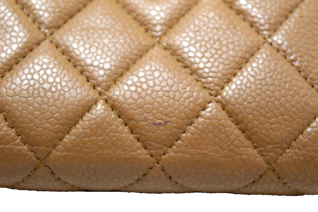 Top Quality Chanel Vintage Brown Quilted Caviar Leather Bifold Wallet