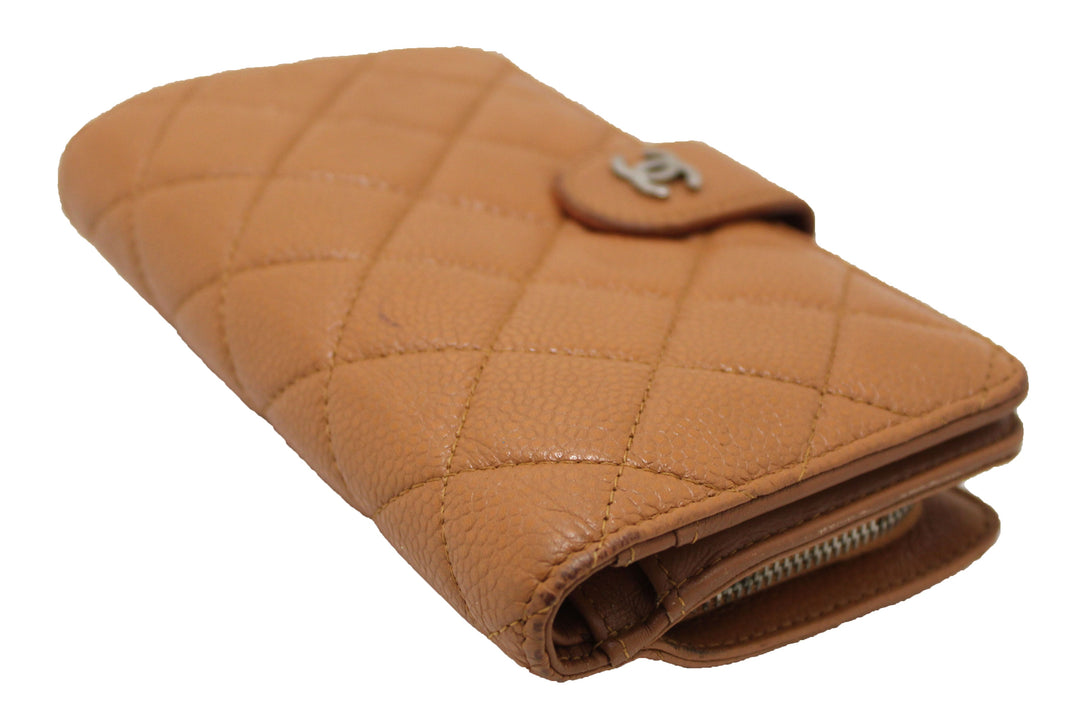 Top Quality Chanel Vintage Brown Quilted Caviar Leather Bifold Wallet