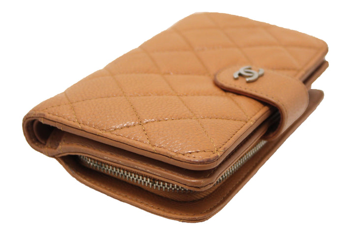 Top Quality Chanel Vintage Brown Quilted Caviar Leather Bifold Wallet