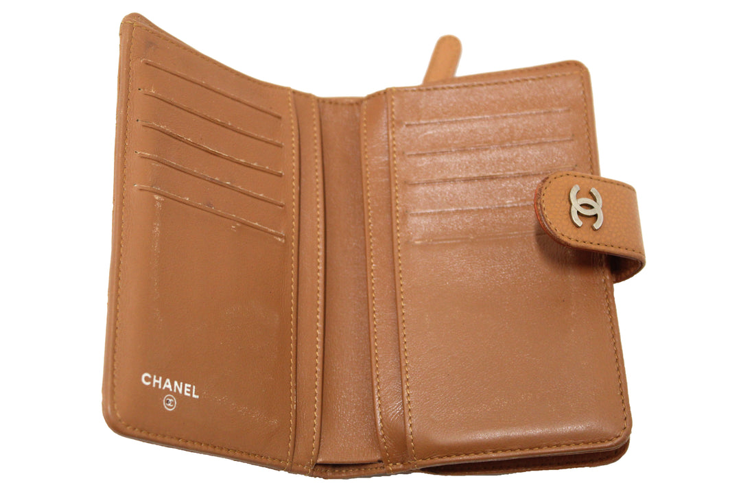 Top Quality Chanel Vintage Brown Quilted Caviar Leather Bifold Wallet
