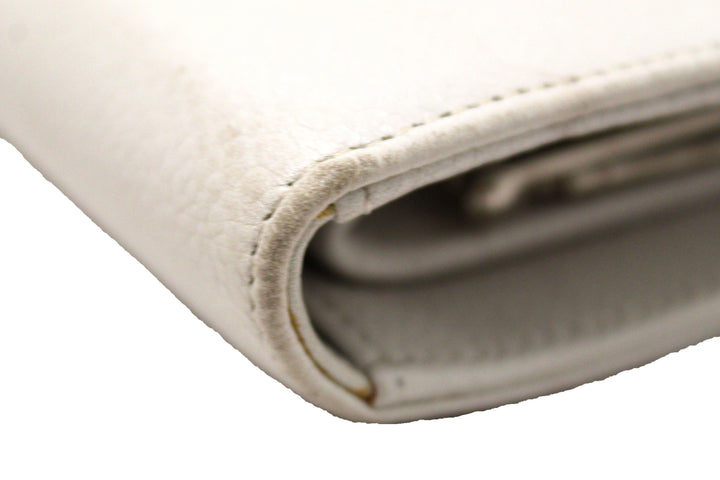 Top Quality Chanel Vintage White Caviar CC Leather Classic Long Wallet