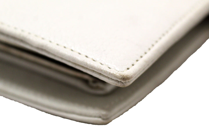Top Quality Chanel Vintage White Caviar CC Leather Classic Long Wallet